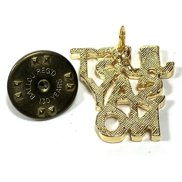 Vintage JUST SAY NO Gold Tone Metal Retro Pin Button Brooch DARE War On Drugs - Picture 3 of 5